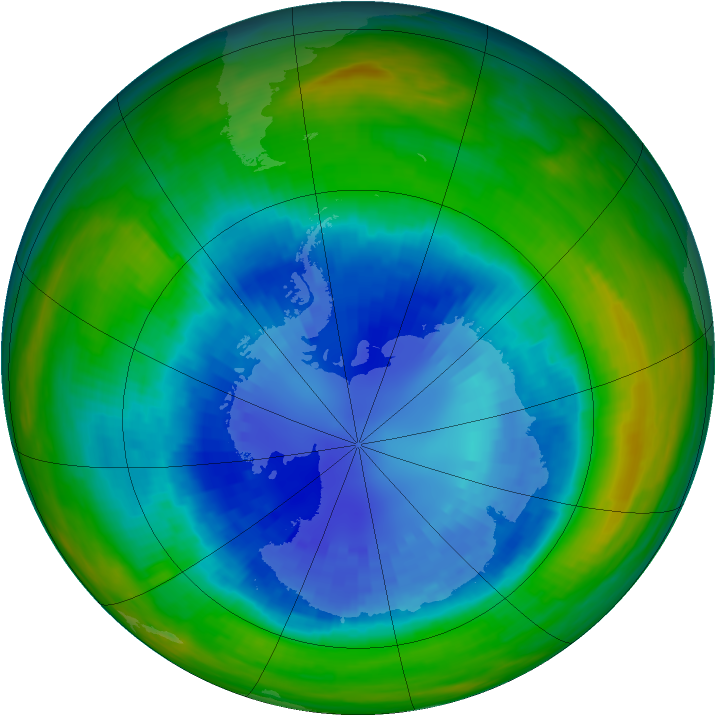 Antarctic ozone map for 04 September 1987